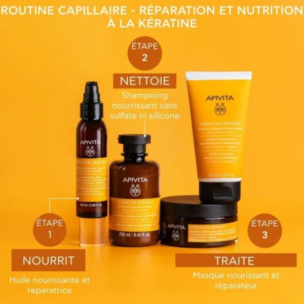 Apivita Keratin Repair Huile capillaire nourrissante réparatrice 100ml