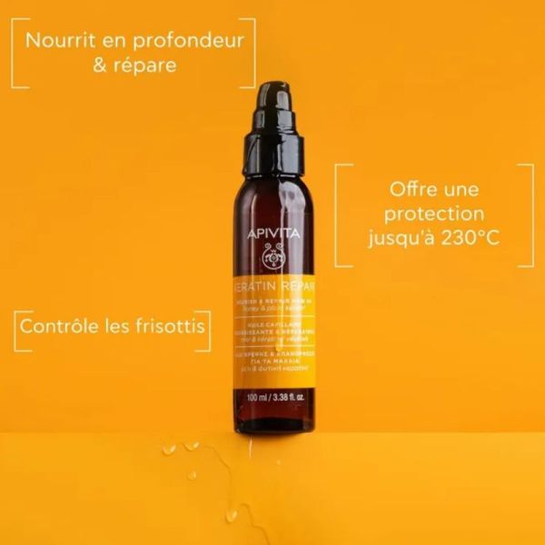 Apivita Keratin Repair Huile capillaire nourrissante réparatrice 100ml