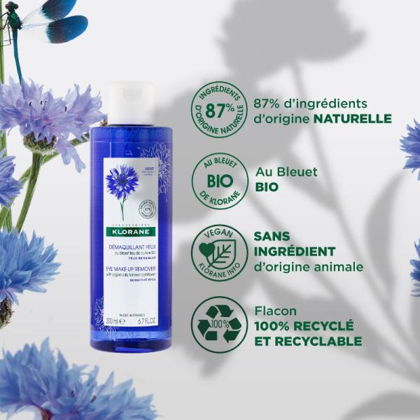 Klorane Bleuet Bio démaquillant waterproof au Bleuet 200ml