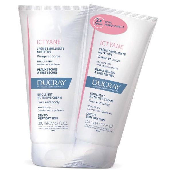 Ictyane Crème Émolliente Nutritive Visage et Corps Lot de 2 x 200 ml
