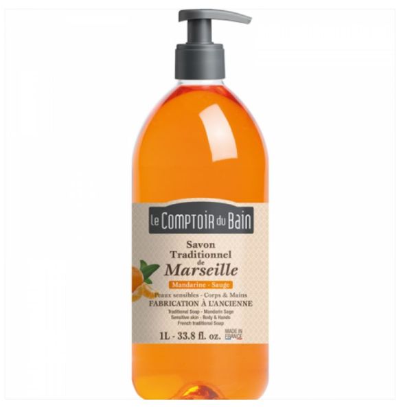 Le Comptoir du Bain savon de marseille mandarine-sauge 1 litre