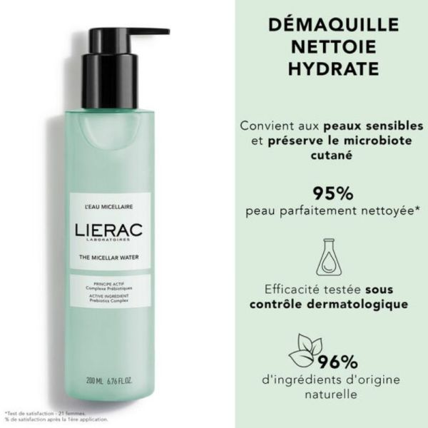 Lierac L'eau micellaire démaquille visage et yeux 200ml