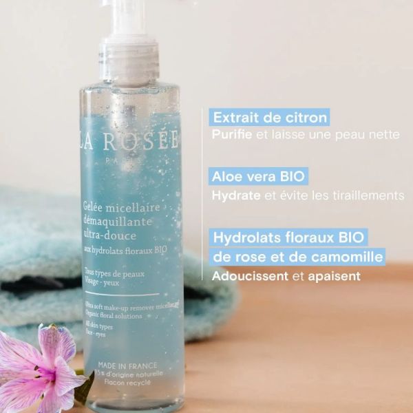 La Rosée gelée micellaire démaquillante aux hydrolats floraux 195ml