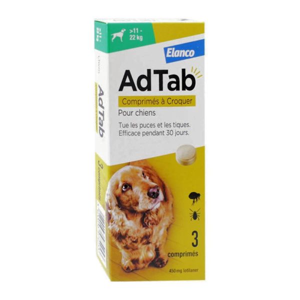 Elanco AdTab 450mg Chien 11–22 kg 3 comprimés