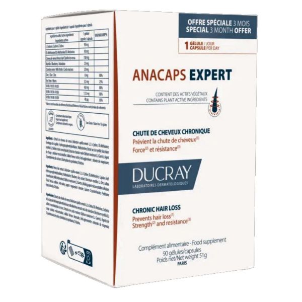 Ducray Anacaps expert chute cheveux chronique 90 gélules