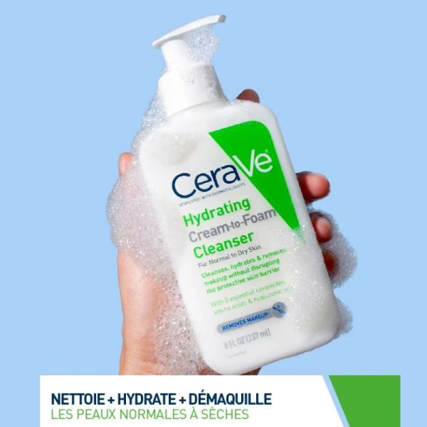 CeraVe crème moussante nettoyante hydratante visage 473ml