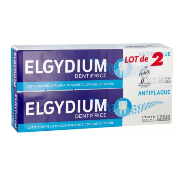 Elgydium dentifrice anti plaque lot de 2 x 75 ml
