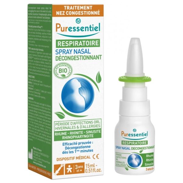 Puressentiel Respiratoire spray nasal décongestionnant bio 15ml