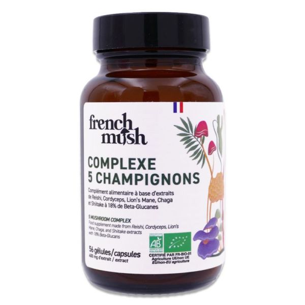 French Mush Complexe 5 champignons Bio 56 gélules