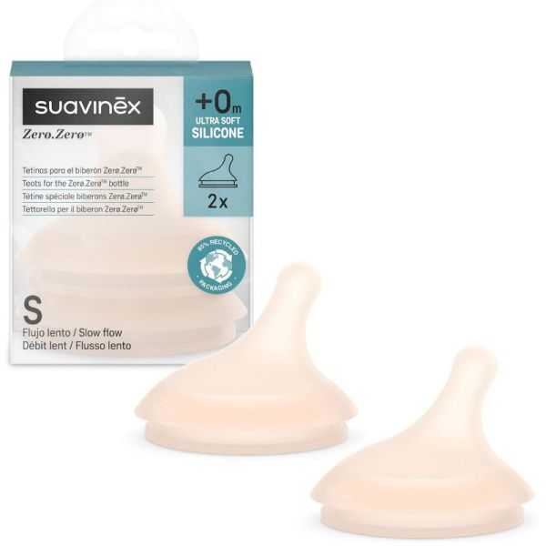 Suavinex Lot de 2 tétines anti-colique pour biberon Zerø.Zerø Débit Lent Fair