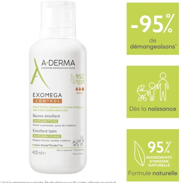 A-Derma Exomega Control baume émollient anti grattage 400ml
