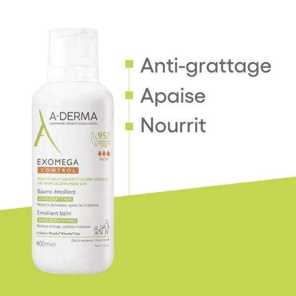 A-Derma Exomega Control baume émollient anti grattage 400ml