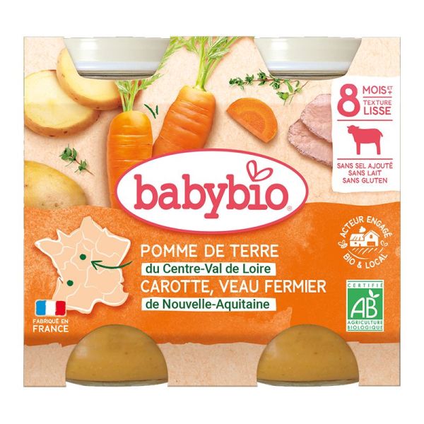 Bavybio Pomme de terre du Centre-Val de Loire Carotte Veau fermier 2 x 200 g