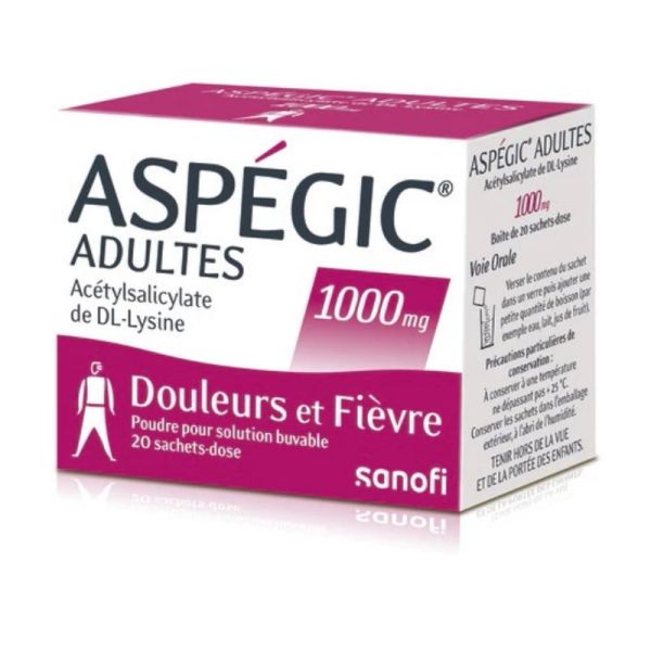 Aspégic 1 000mg adultes 20 sachets