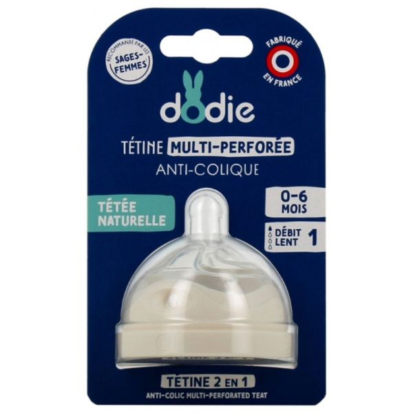 Dodie tétine multi perforée anti colique débit lent 0-6 mois