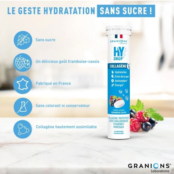 Granions Hydrop hydratation framboise-cassis 18 comprimés effervescents