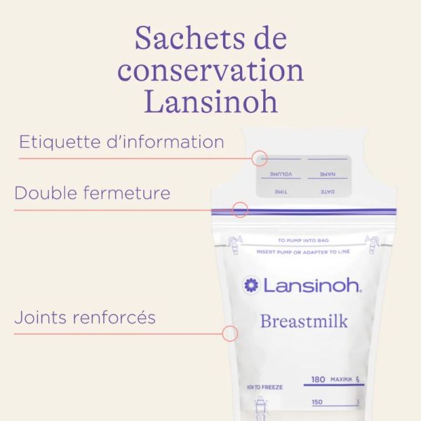 Lansinoh 50 sachets de conservation de lait maternel