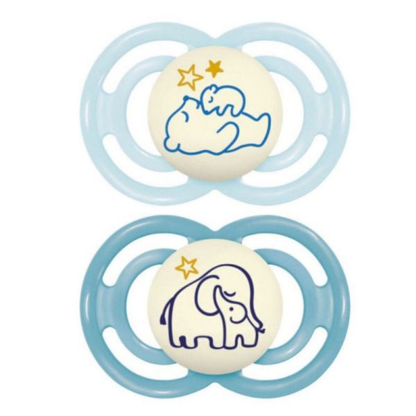 MAM 2 Sucettes Perfect Nuit Animaux 18 Mois et + ourson éléphant
