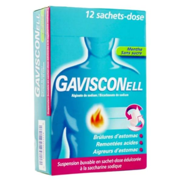 Gavisconell menthe sans sucre stick 12 sachets