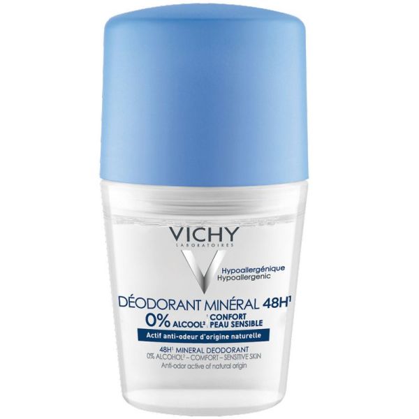 Vichy déodorant minéral 48h roll-on lot de 2 x 50ml