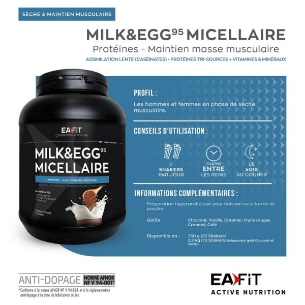 Eafit Milk & Egg 2.0 construction musculaire chocolat 750g