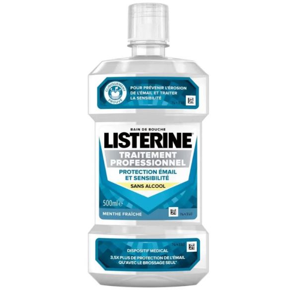 Listerine Bain de bouche traitement professionnel protection émail et sensibilité 500ml