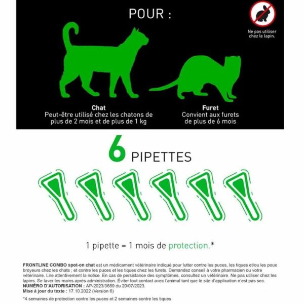 Frontline Combo Spot-on chat et furet 6 pipettes 05.5ml