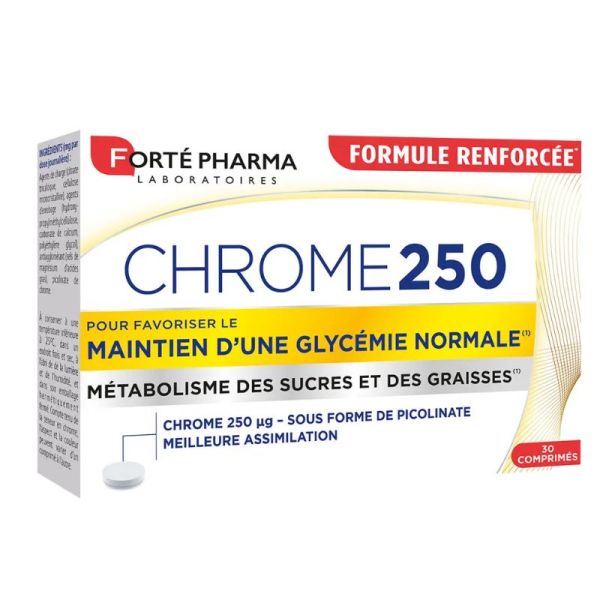 Forté Pharma Chrome 250 maintien d'une glycémie normale 30 comprimés