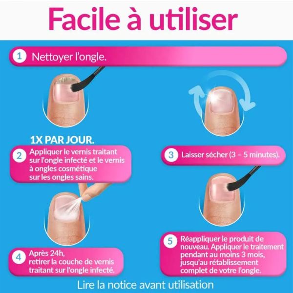 Excilor traitement de la mycose de l'ongle Forte Color Rouge Corail 30ml