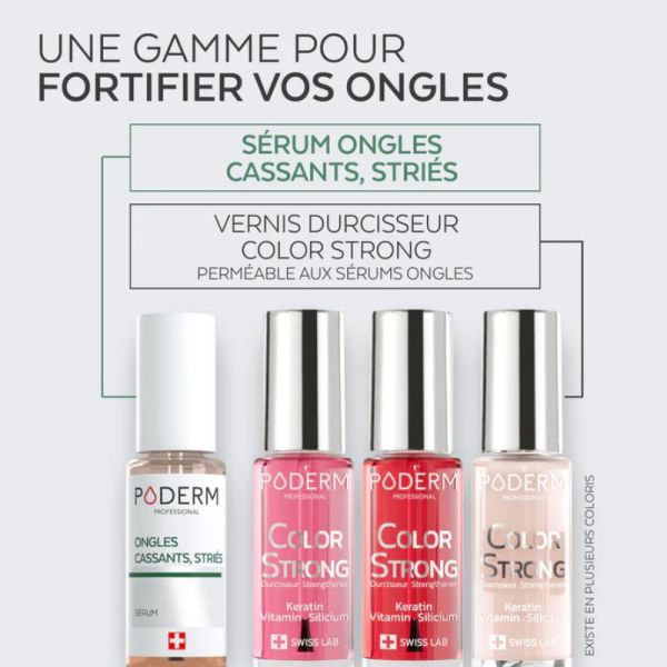 Poderm vernis durcisseur color strong rose poudré 8ml