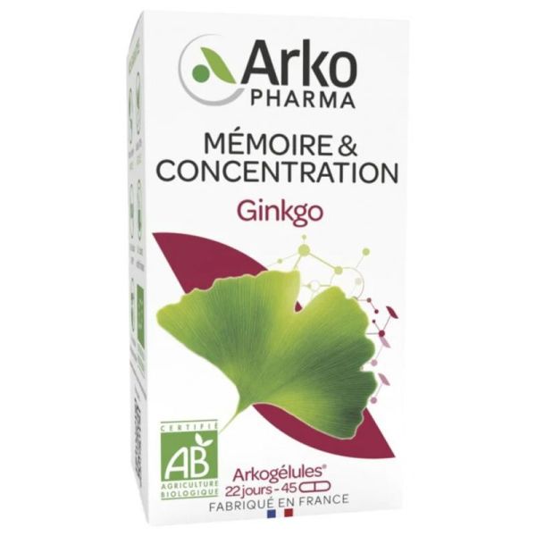 Arkogélules ginkgo mémoire 45 gélules