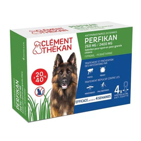 Clément Thékan Perfikan Solution pour Spot-on Chien 20-40 kg 4 pipettes