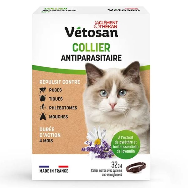 Clement-Thekan Vétosan Collier Répulsif Chat 32cm x1 unité