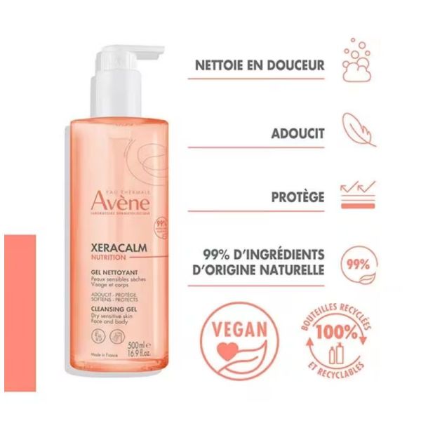 Avène Xeracalm Nutrition gel nettoyant 500ml