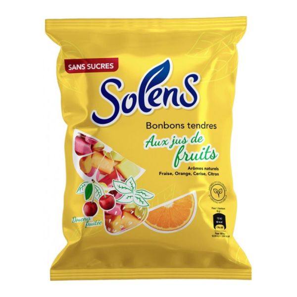 Solens bonbons tendres aux Jus de fruits sans sucre 100g