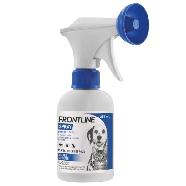 Frontline spray cutane anti Puces tiques et poux pour chat et chien 250ml