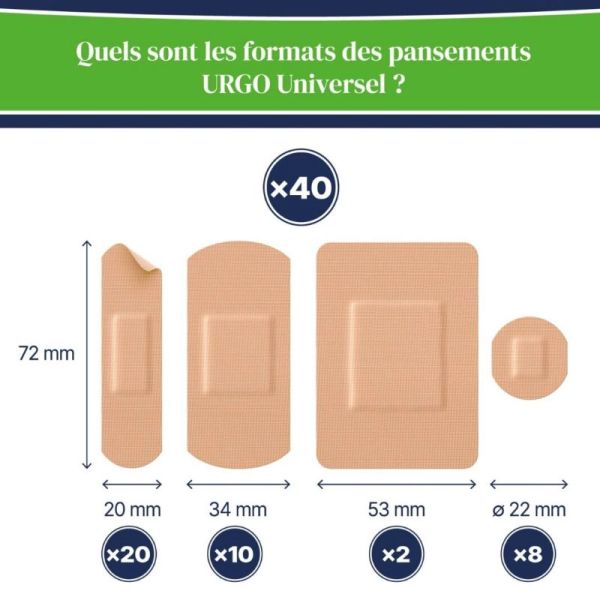 Urgo pansements Universel multi-formats 40 pansements