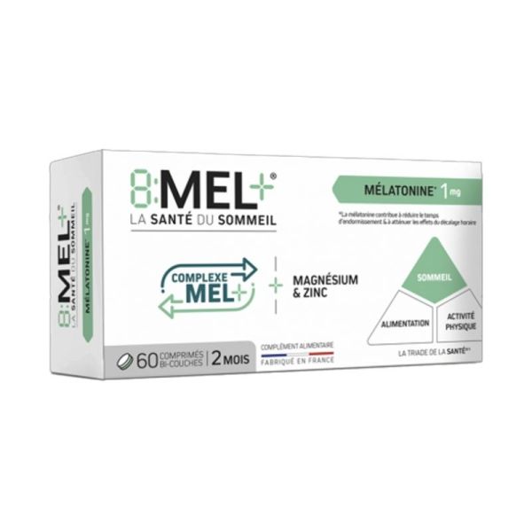 8Mel+ Mélatonine 1 mg 60 comprimés bi-couches