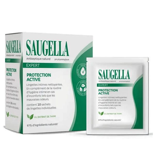 Saugella antiseptique lingettes intimes nettoyantes 10 lingettes