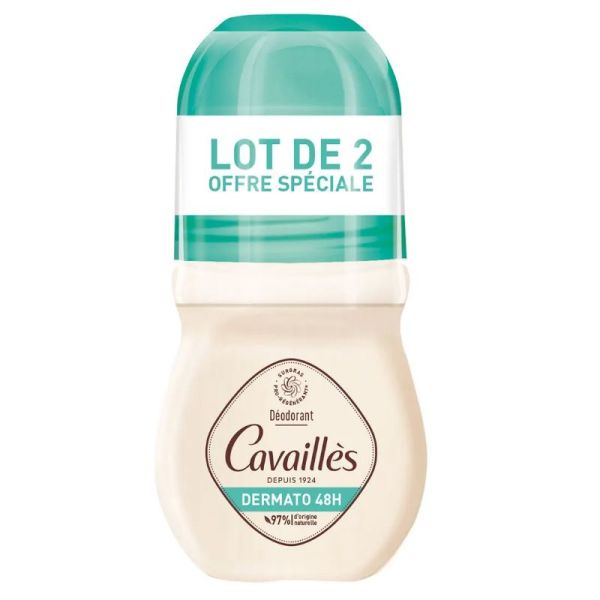 Cavaillès dermato déodorant roll-on 48h peaux sensibles 2x50ml