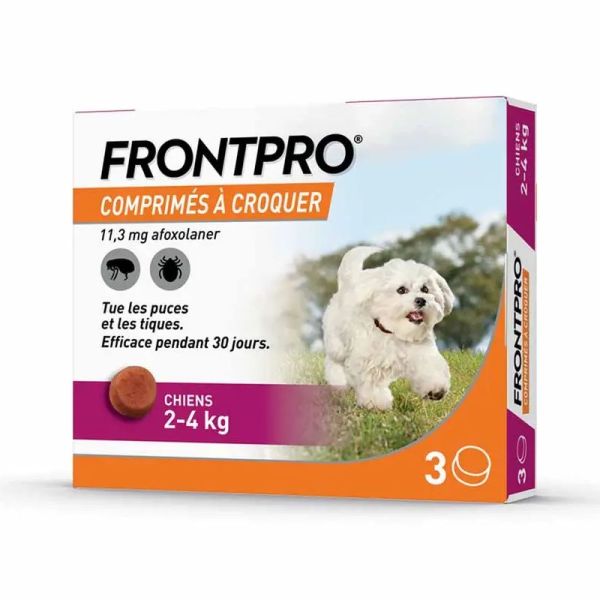 Frontline Frontpro antiparasitaire 2-4kg puces et tiques 3 comprimés