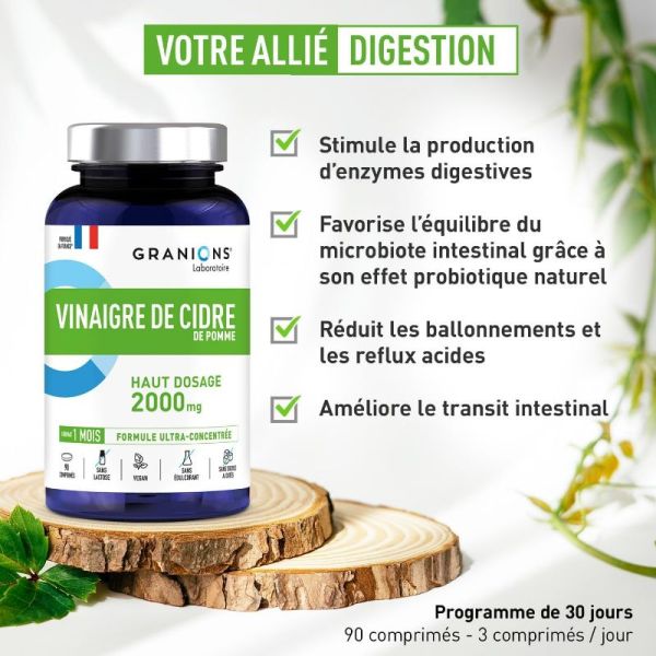 Granions vinaigre de cidre de pomme 2000mg 180 comprimés