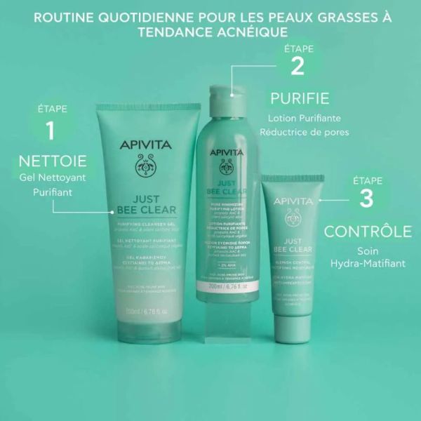 Apivita Just Bee Clear lotion purifiante réductrice de pores 200ml