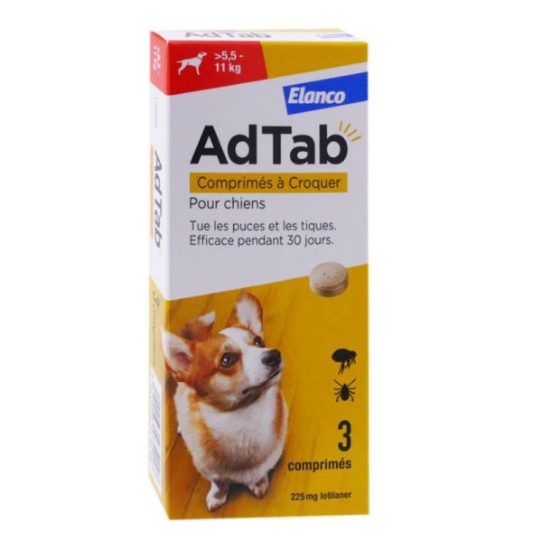 Elanco AdTab 225mg Chien 5,5–11 kg 3 comprimés