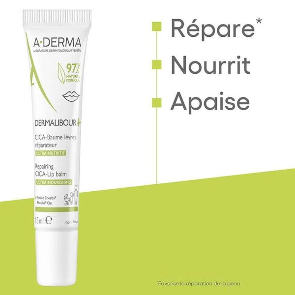A-Derma Dermalibour+ Cica baume lèvres 15ml