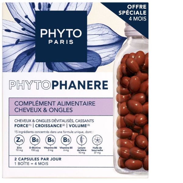 Phyto Phytophanère cheveux et ongles 4 mois de traitement 240 capsules