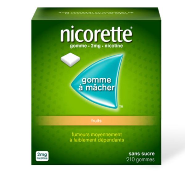 Nicorette 2mg gomme fruits 210 gommes à mâcher