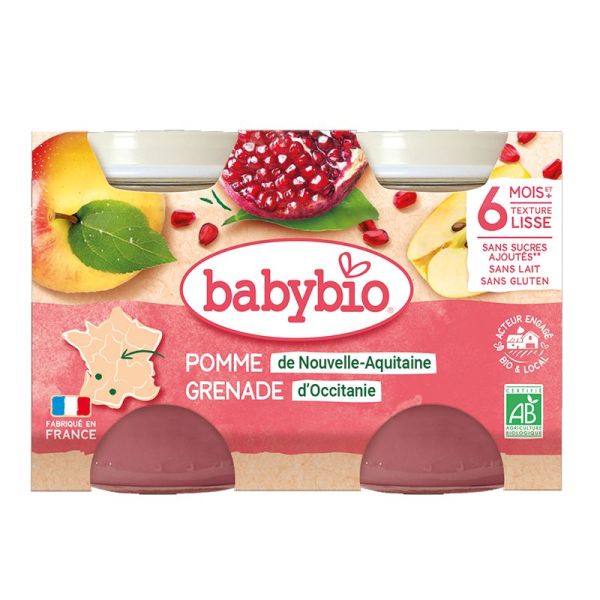 Babybio Pomme de Nouvelle-Aquitaine Grenade d'Occitanie 2x130g