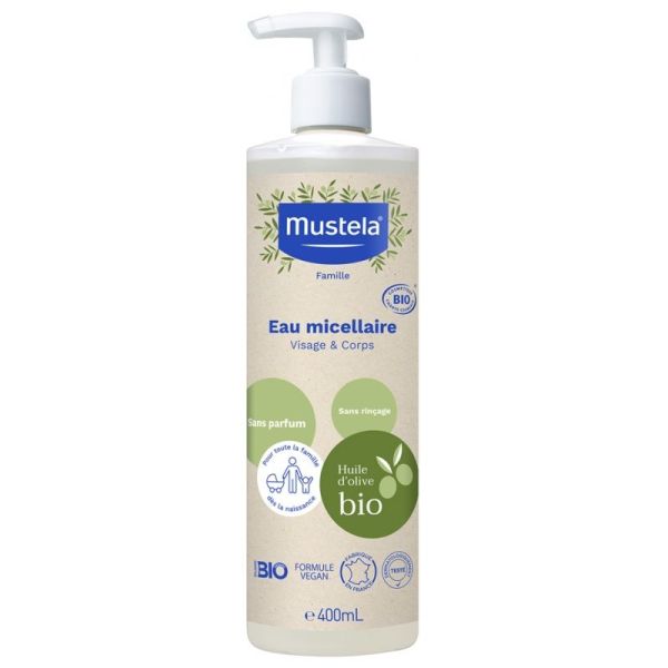 Mustela eau micellaire visage & corps bio 400 ml