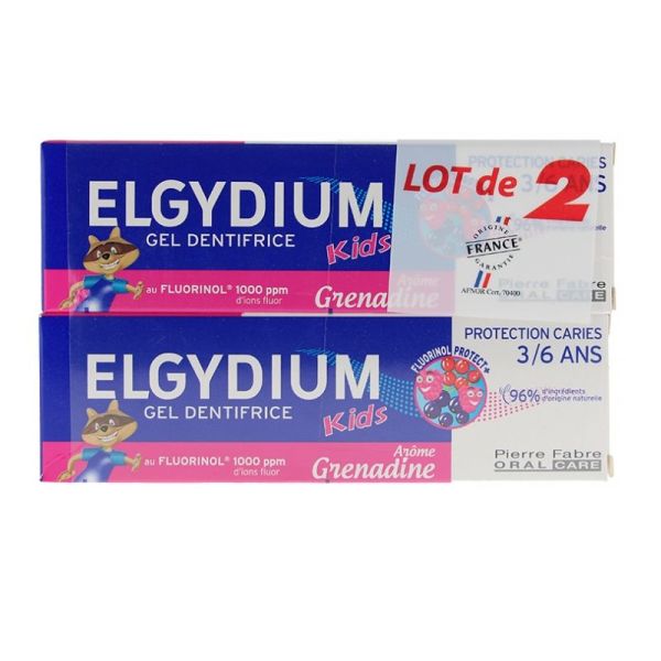 Elgydium Kids gel dentifrice protection caries 3/6 ans  2 x 50 ml